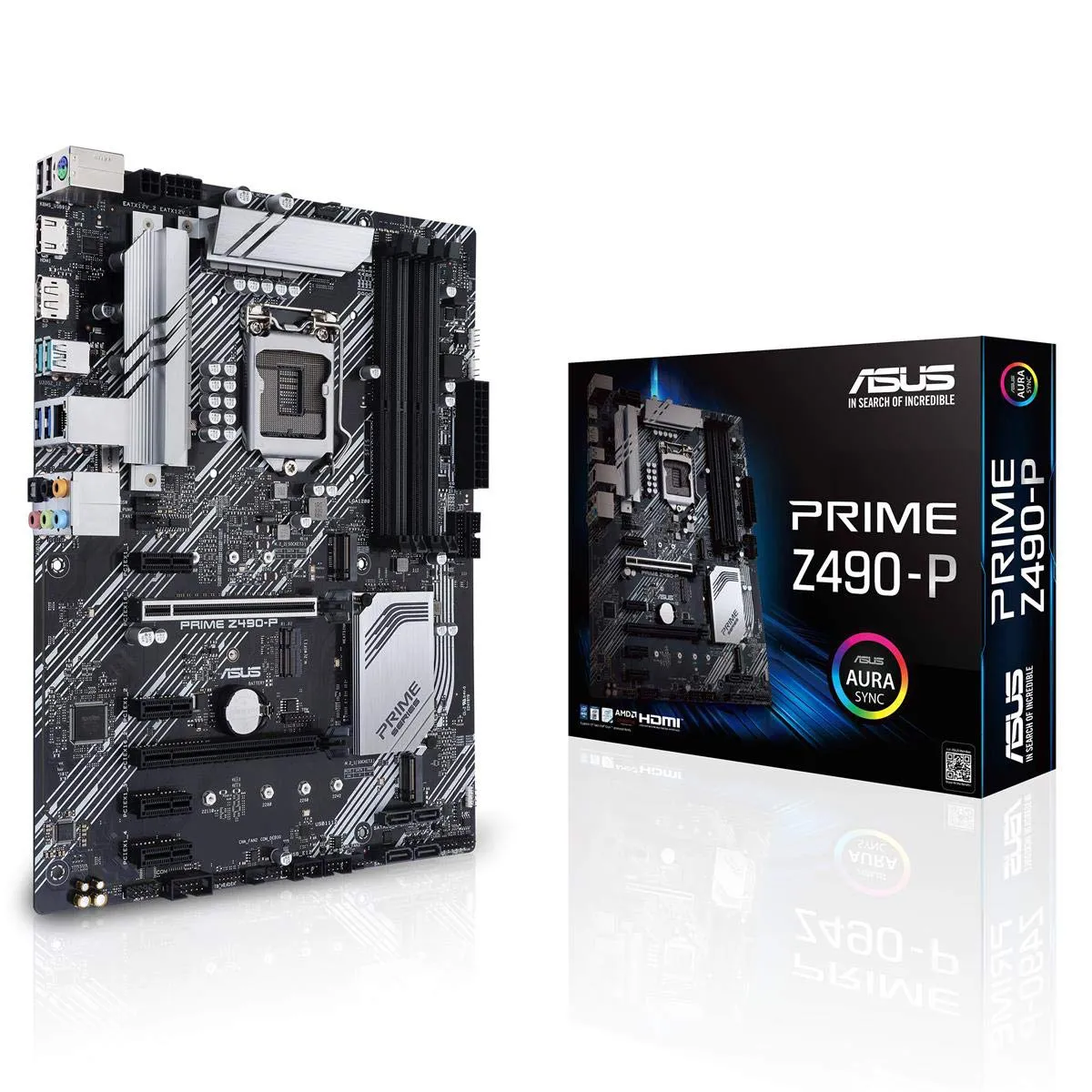 Asus Prime Z490-P LGA 1200 (Intel 10th Gen) ATX Motherboard, Dual M.2, DDR4 4600, 1 Gb Ethernet, Thunderbolt 3 Support, Aura Sync RGB