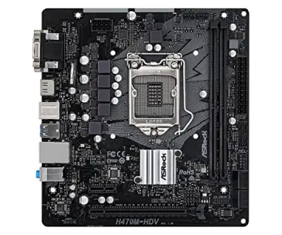 ASRock H470M-HDV/M.2, Intel H470, LGA 1200, Micro ATX, 2 DDR4, VGA, DVI, HDMI, M.2