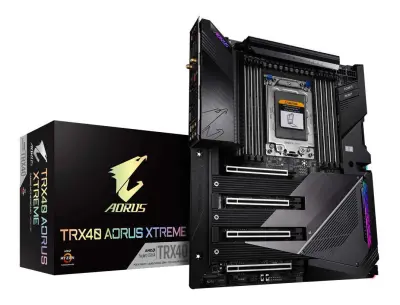 AMD TRX40 AORUS Motherboard, Fins-Array Heatsink, Intel Dual 10GbE LAN, Intel WiFi 6 802.11ax, AORUS Gen4 AIC Adaptor
