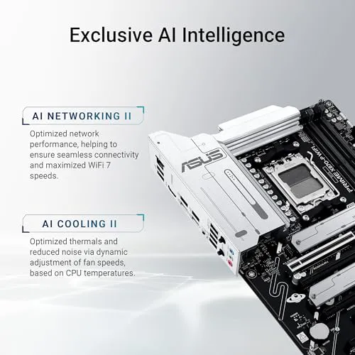 ASUS PRIME X870-P WIFI ATX Motherboard, AMD X870 Chipset, 4x DIMM DDR5 Slots, 192GB Max Memory, Realtek 2.5Gb Ethernet