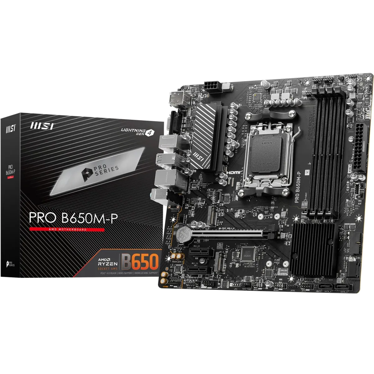 MSI PRO B650M-E Motherboard, Micro-ATX - Supports AMD Ryzen 9000/8000/7000 Series Processors, AM5 - DDR5 Memory Boost 6800+MHz/OC