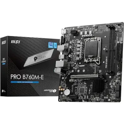 MSI PRO B760M-E Motherboard, Micro-ATX - Supports 14th/13th/12th Gen Intel Core Processors, LGA 1700 - DDR5 Memory Boost 5600MHz