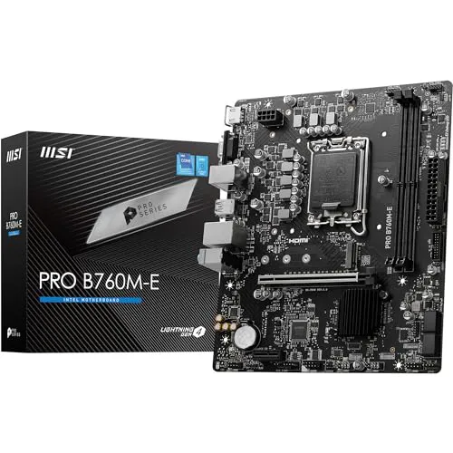 MSI PRO B760M-E Motherboard, Micro-ATX - Supports 14th/13th/12th Gen Intel Core Processors, LGA 1700 - DDR5 Memory Boost 5600MHz