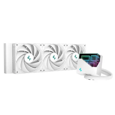 DeepCool Infinity Series Liquid Cooler LT720 WH 360mm 4th Gen Dual-Chamber Pump 3100RPM Multidimensional Infinity Mirror ARGB Block 300w TDP AIO Cooler Anti-Leak Tech