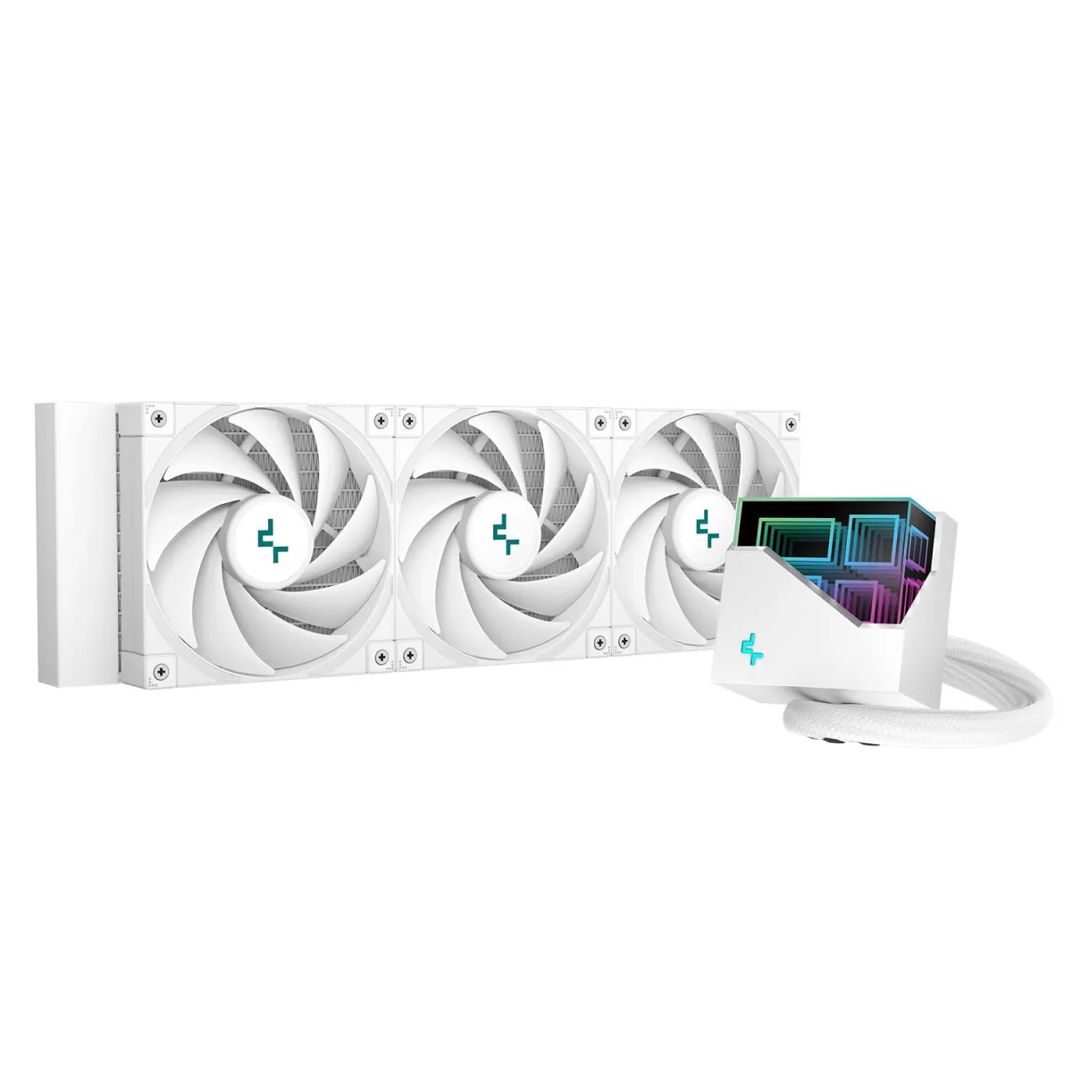 DeepCool Infinity Series Liquid Cooler LT720 WH 360mm 4th Gen Dual-Chamber Pump 3100RPM Multidimensional Infinity Mirror ARGB Block 300w TDP AIO Cooler Anti-Leak Tech
