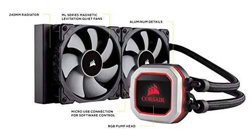 Corsair Hydro Series H115i PRO RGB AIO Liquid CPU Cooler, 280mm Radiator, Dual 140mm ML Series PWM Fans, Advanced RGB Lighting