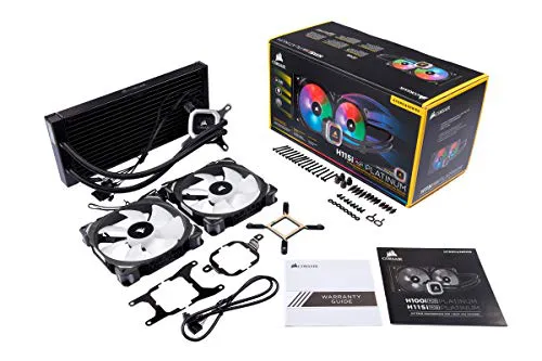 Corsair H115i RGB Platinum AIO Liquid CPU Cooler,280mm,Dual ML140 PRO RGB PWM Fans,Intel 115x/2066,AMD AM4/TR4