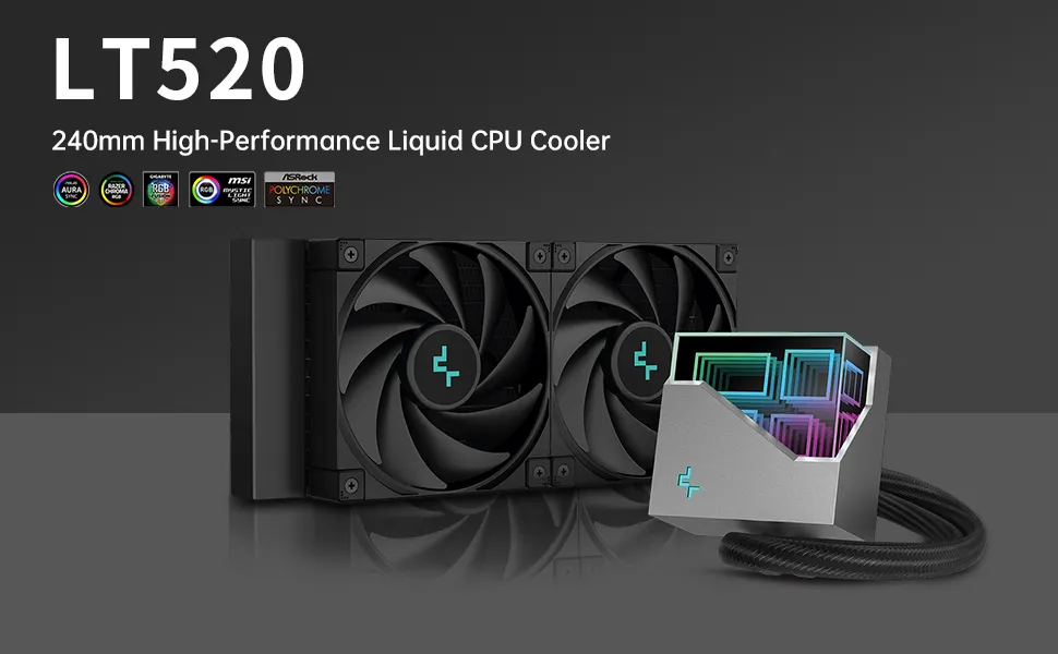 DeepCool LE720 Black 360mm ARGB CPU Liquid Cooler AIO, Support - Intel and AMD - Black