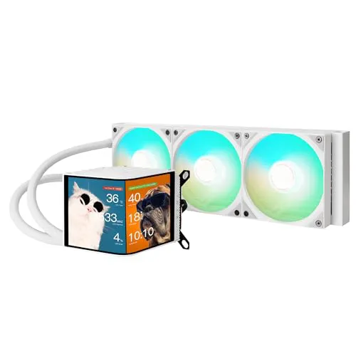 TRYX Panorama 360 ARGB 360mm AIO 6.5'' AMOLED L-Shaped Screen 3D Anamorphic Effect Display Customizable AIO Cooler 360mm - White