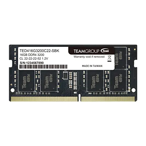 TEAMGROUP Elite DDR4 32GB Single 3200MHz PC4-25600 CL22 Unbuffered Non-ECC 1.2V SODIMM 260-Pin Laptop Notebook  Memory Module Ram