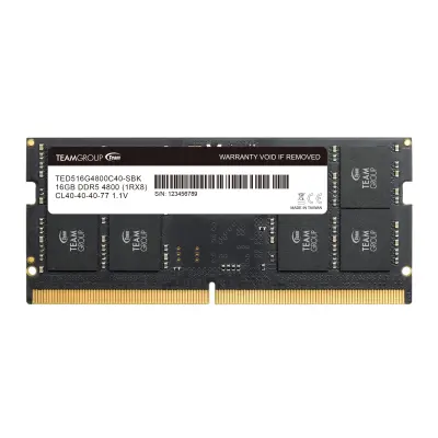 TEAMGROUP Elite SODIMM DDR5 16GB Single 4800MHz (PC5-38400) CL40 Non-ECC Unbuffered 1.1V 262 Pin Laptop Memory Module Ram