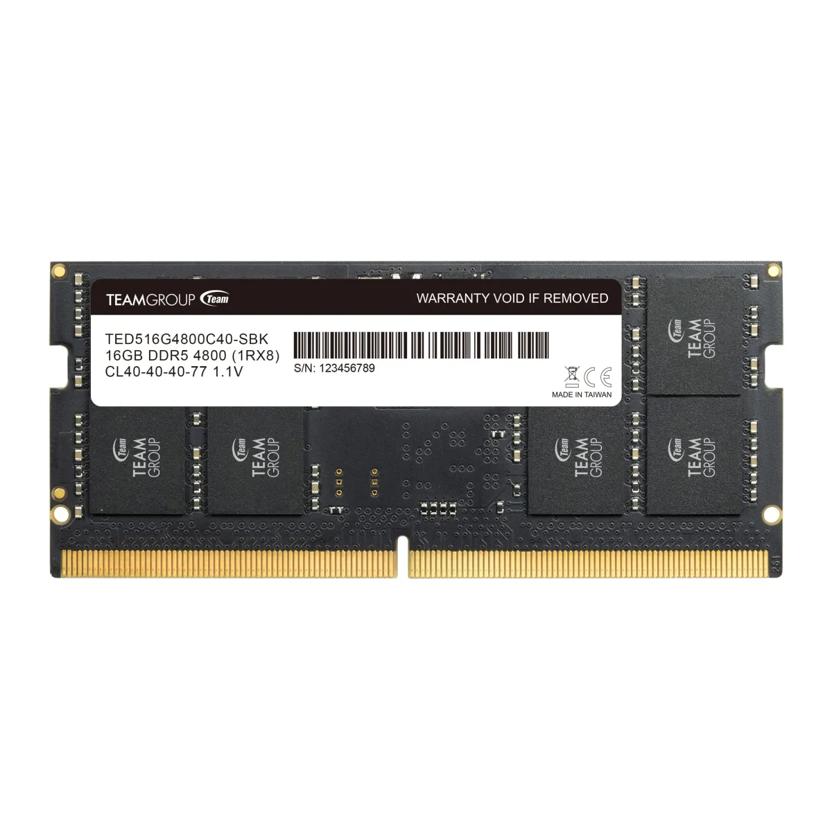 TEAMGROUP Elite SODIMM DDR5 16GB Single 4800MHz (PC5-38400) CL40 Non-ECC Unbuffered 1.1V 262 Pin Laptop Memory Module Ram