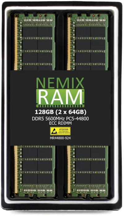 Nemix Ram 128GB DDR5-5600 2Rx4 Cl46 2x64GB ECC RDIMM Registerred Server Memory kit