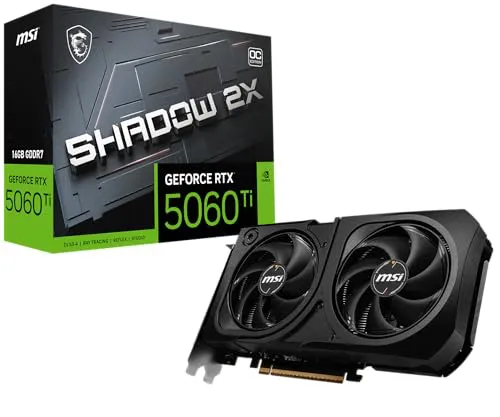 Msi Gaming RTX 5060 Ti 16G Shadow 2X OC 16GB GDDR7 Graphics Card