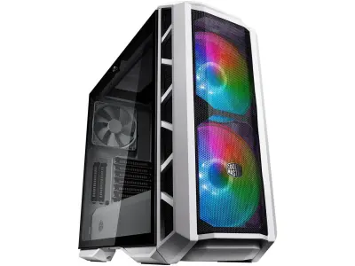 Cooler Master MasterCase H500P Mesh ARGB Airflow ATX Mid-Tower with Dual 200mm ARGB Lighting Fans - White
