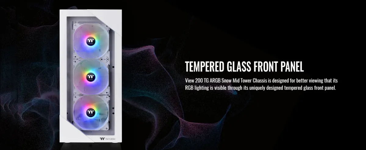 Thermaltake View Series View 200 TG ARGB White SPCC Mid-Tower Computer Cases