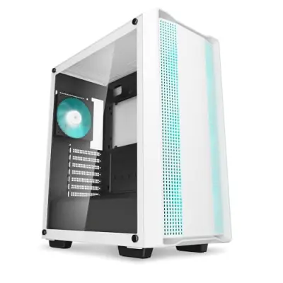 DeepCool CC560 WH Mid-Tower ATX PC Case, 4X Pre-Installed 120mm LED Fans, Tempered Glass Side Panel - White