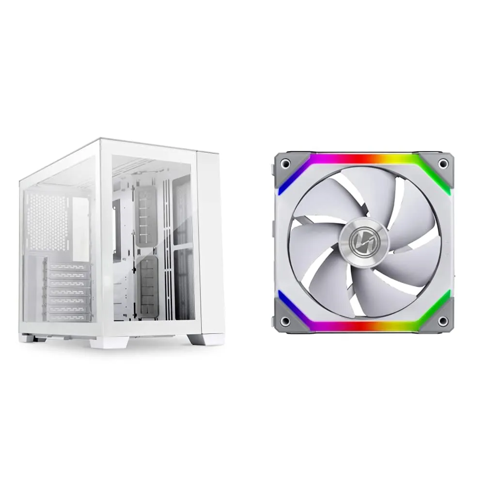 Lian Li O11 Dynamic Midi Tower, Tempered Glass (White) + Lian Li UNI Fan SL120 V2 RGB 2*Triple Pack (White)