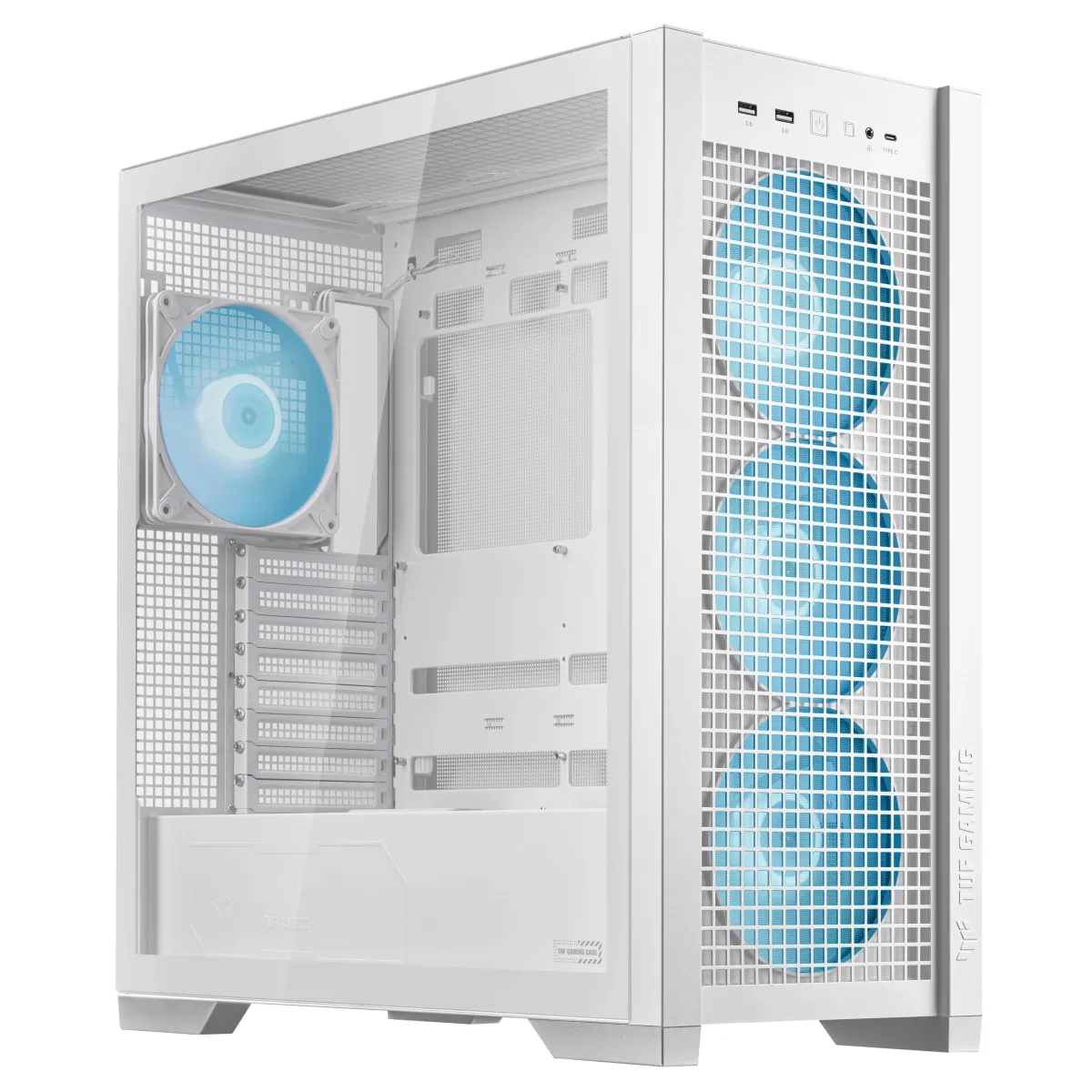 ASUS TUF Gaming GT502 ATX Glass Mid Tower Gaming Case, Four ARGB Case Fans - White