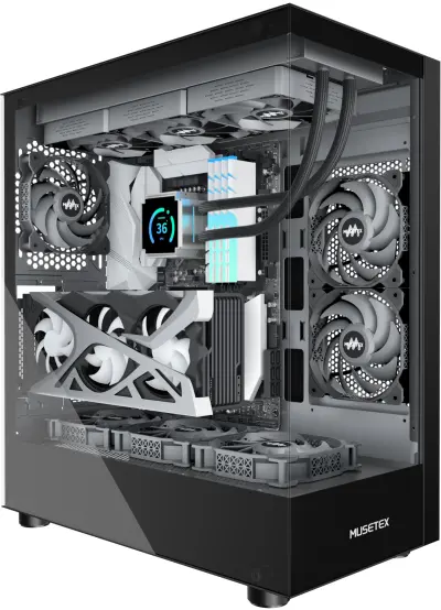 Skyrim S3 paanoramic Sunroof Chassis with 4 RGB Fans , ATX/M-ATX/ITX, S/360 Radiator, GPU S/400MM Length - White