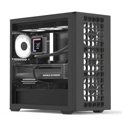WJCOOLMAN Wanjia 360 Front Mesh +9 RGB Fnas, E-ATX/ATX/M-ATX/MINI-ITX, S360 Radiator, Silent - Black