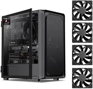 WJCOOLMAN Wanjia 360 Front Mesh +4 RGB Fnas, E-ATX/ATX/M-ATX/MINI-ITX, S360 Radiator, Silent - Black