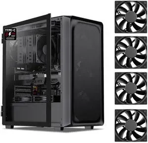 WJCOOLMAN Wanjia 360 Front Mesh +4 RGB Fnas, E-ATX/ATX/M-ATX/MINI-ITX, S360 Radiator, Silent - Black