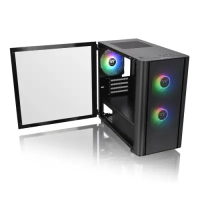 HESTART LANE BRACE Gaming PC Case Tempered Glass ATX Mid-Tower with 4 RGB Fans - Matte Black