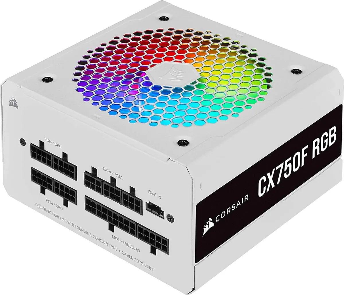 Corsair CX750F RGB, 750 Watt, 80 PLUS Bronze, Fully Modular RGB Low Noise Power Supply - White