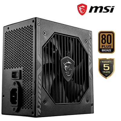 MSI MAG A650BN Gaming Power Supply - 80 Plus Bronze Certified 650W - Compact Size - ATX PSU