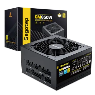 Segotep GM1000W Power Supply 1000W, PCIe 5.0 & ATX 3.0 Full Modular 80 Plus Gold Certified Gaming PSU - Black
