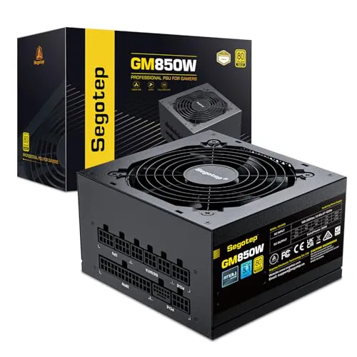 Segotep GM1000W Power Supply 1000W, PCIe 5.0 & ATX 3.0 Full Modular 80 Plus Gold Certified Gaming PSU - Black