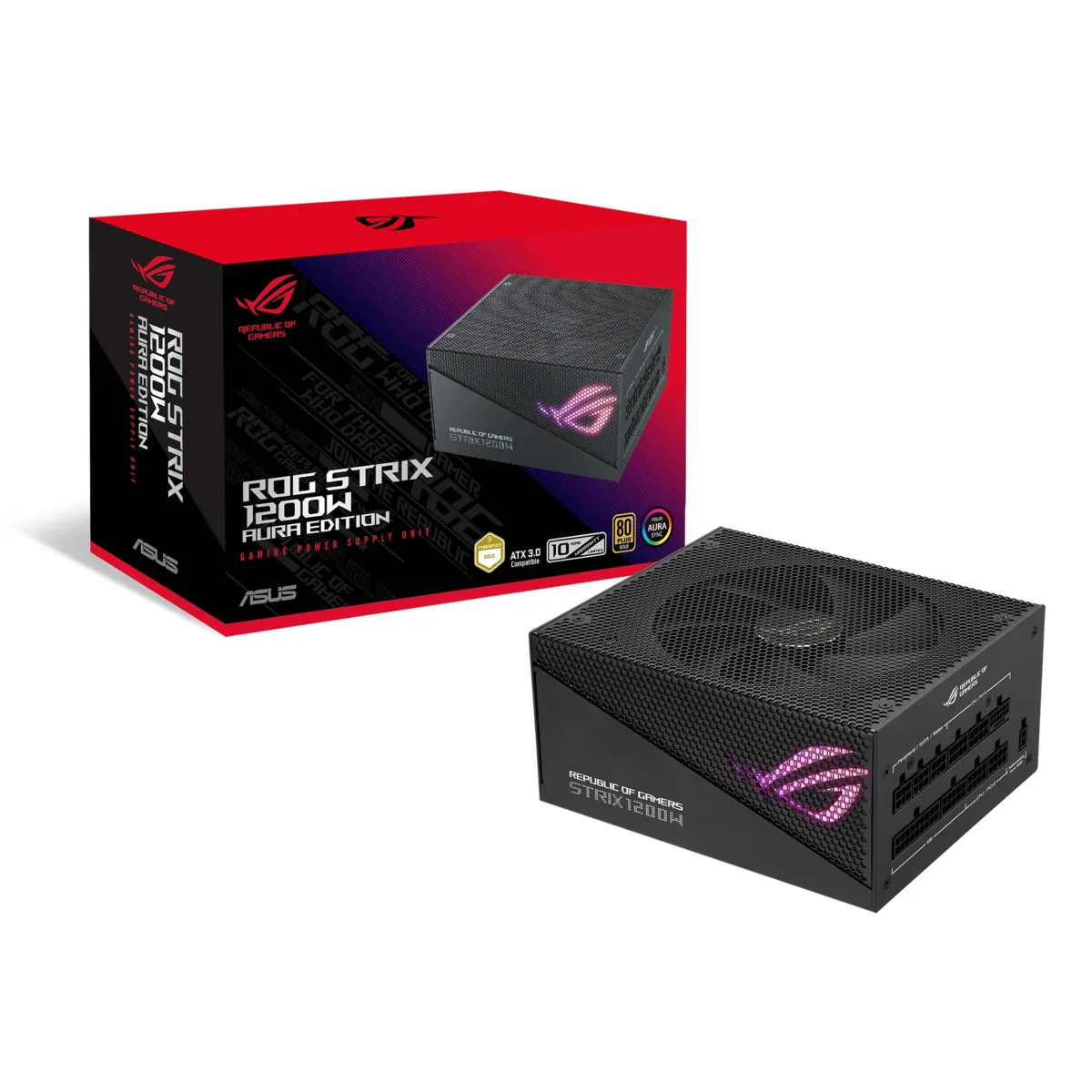 ASUS ROG Strix 1200W Gold Aura Edition, Fully Modular Power Supply, 80+ Gold Certified, ATX 3.0, PCIe Gen 5.0 Ready