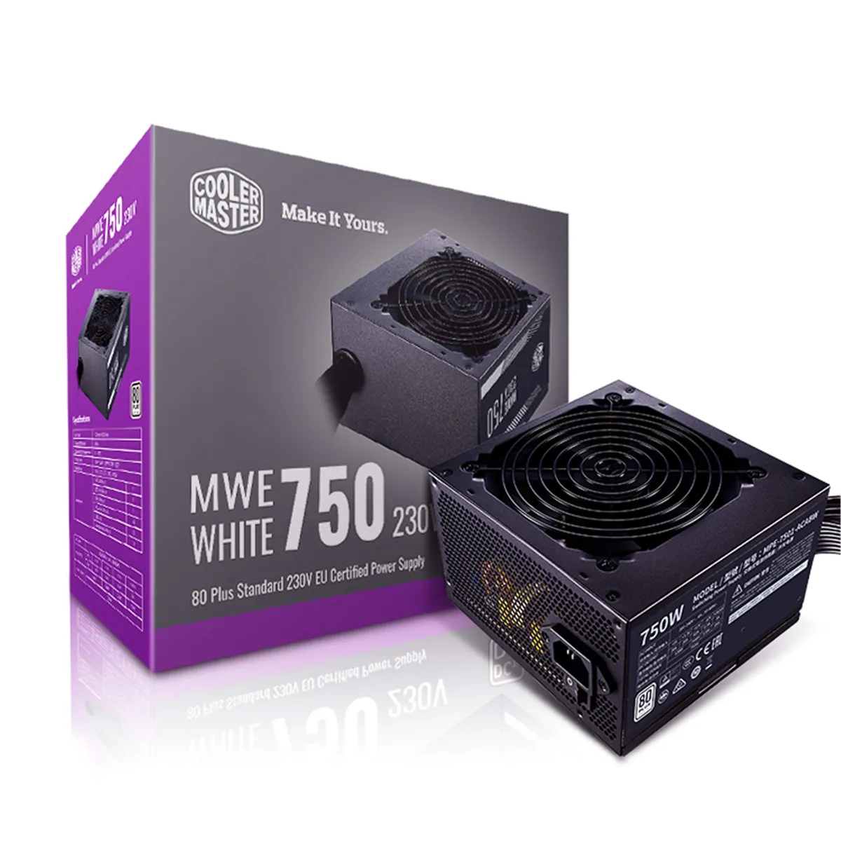 Cooler Master MWE 80Plus White 750W 230V 80Plus Single +12V Rail Silent Mode DC-to-DC Power Supply - Black