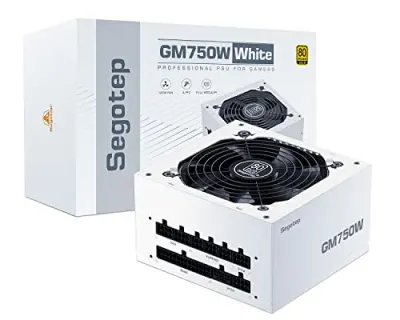 Segotep GM1000W Power Supply 1000W, PCIe 5.0 & ATX 3.0 Full Modular 80 Plus Gold Certified Gaming PSU - White