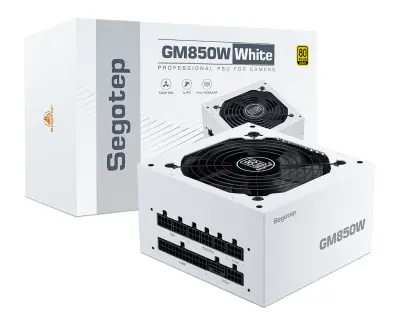 Segotep GM850W Power Supply 850W, PCIe 5.0 & ATX 3.0 Full Modular 80 Plus Gold Certified Gaming PSU - White