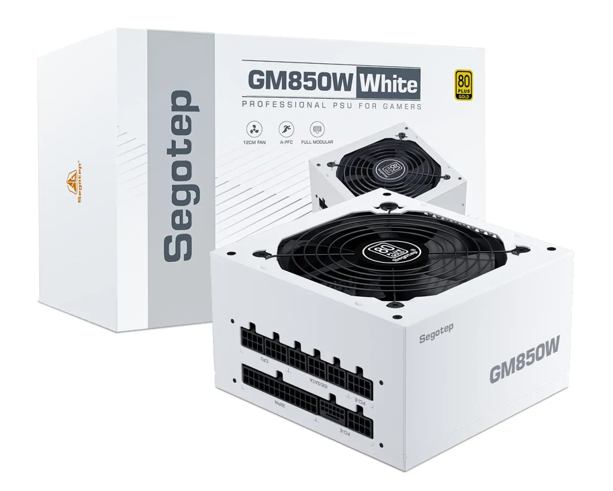 Segotep GM850W Power Supply 850W, PCIe 5.0 & ATX 3.0 Full Modular 80 Plus Gold Certified Gaming PSU - White