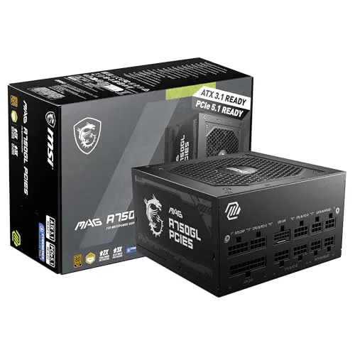 MSI MAG A750GL PCIE5 ATX 3.1 GOLD Full Modular 750 Watt ATX Power Supply