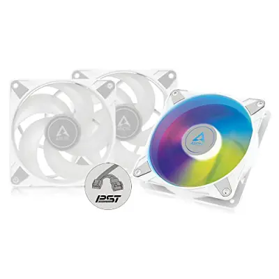 Arctic P12 PWM PST A-RGB (3 Pack) - 120 mm PWM case Fan Optimized for Static Pressure, case Fan, 5V 3 pin ARGB LED, Single Fan - White