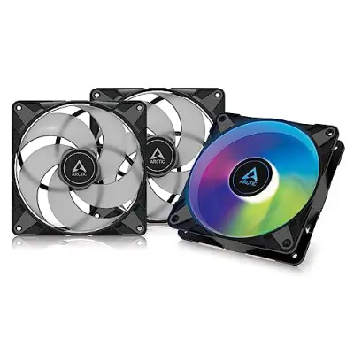 Arctic P14 PWM PST A-RGB (3 Pack) - Case Fan, 140 mm PWM, Optimised for Static Pressure, 5V 3 Pin A-RGB LED - Black