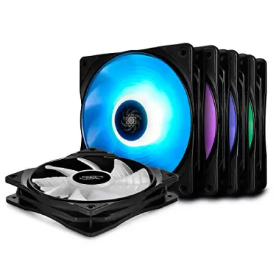 DeepCool RF120M 5in1 PC Fans 5 Packs 120mm High-Speed 1500RPM RGB Computer Case Fans 4-Pin PW, for ATX/MATX PC Cases