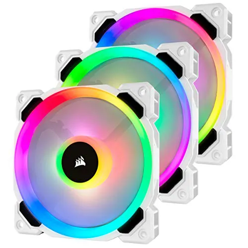 Corsair LL120 RGB, 120mm RGB LED Fan, 3x Triple Pack with Lighting Node PRO- White, Lighting Node PRO Included, LL120 RGB - White