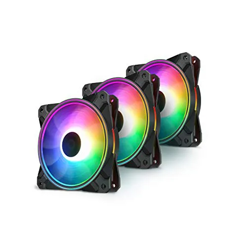 DeepCool CF120 ARGB- 3 Fans KIT, PC Fans 3 Packs 120mm 1800RPM PWM Case Fans ARGB Aura SYNC, for ATX/MATX PC Cases - Black