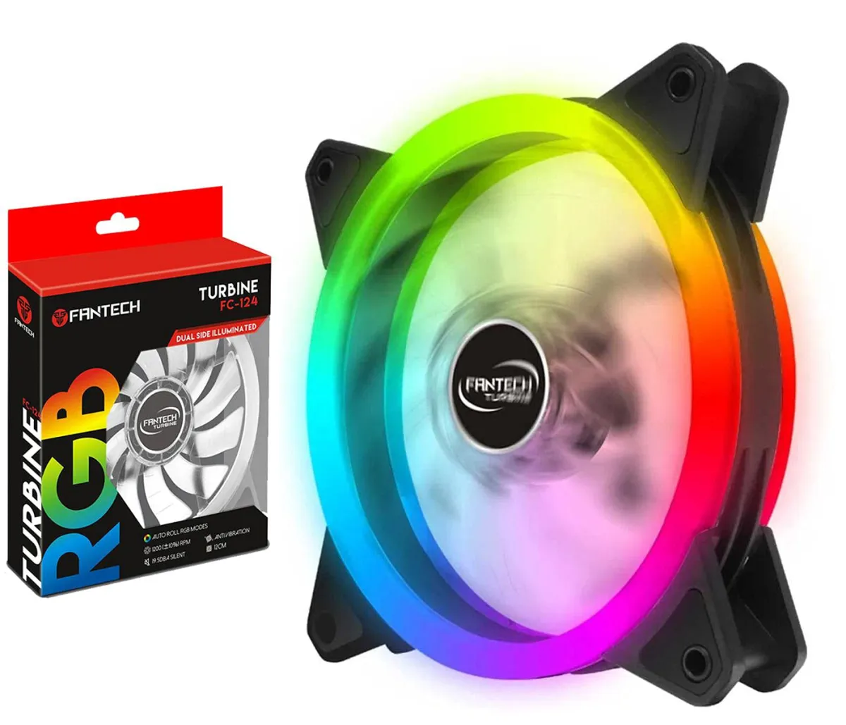 Fantech Turbine FC-124 Dual-Side Silent 120mm Illuminated RGB LED Computer Fan Case