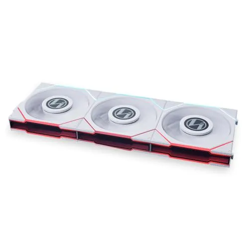 Lian Li UNI Fan TL LCD 120, Triple Pack, ARGB Fan -FDB Bearing- Daisy-Chain Style, Dual Zone Lighting Effects, with Controller - White