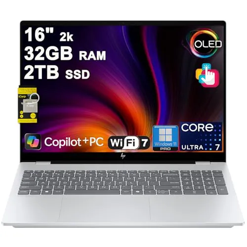 HP OmniBook X Laptop AI 16-AW0033DX U7-255H/32/2/4050-6/16"-2K-Touch-OLED-120Hz/Win11