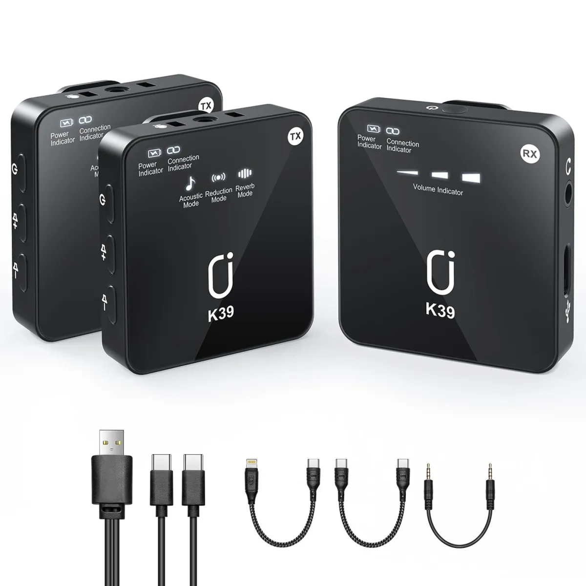 Wireless Lavalier Microphones K39 for iPhone and Android