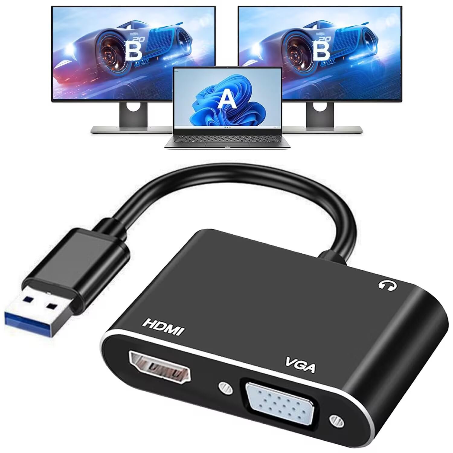 USB to VGA and HDMI