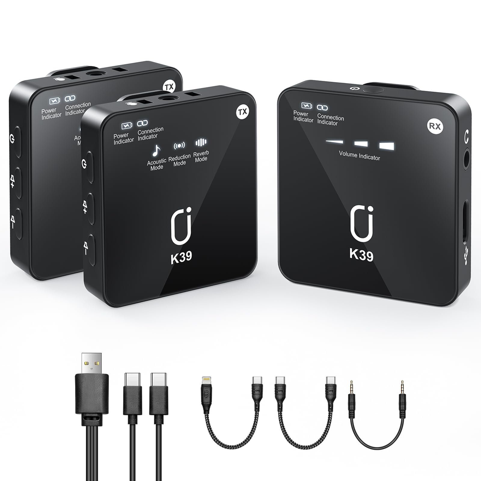 Wireless Lavalier Microphones K39 for iPhone and Android