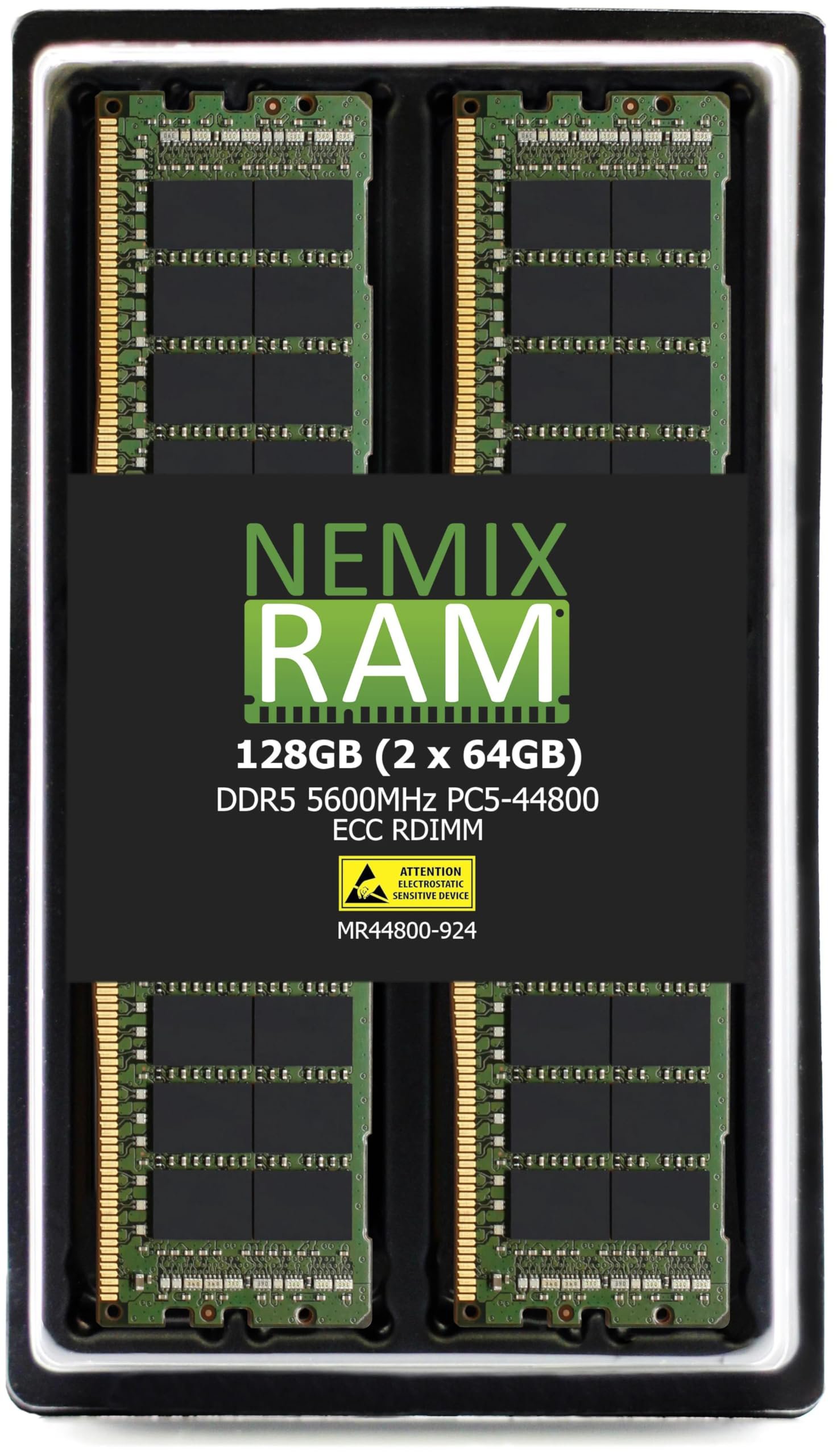 Nemix Ram 128GB DDR5-5600 2Rx4 Cl46 2x64GB ECC RDIMM Registerred Server Memory kit
